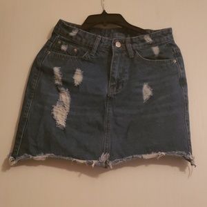 Destroyed jean skirt